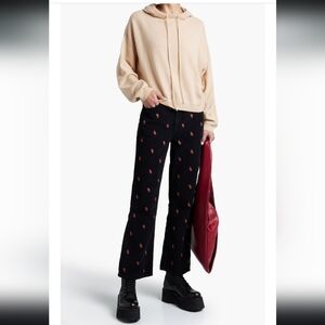 RE/DONE Embroidered Cotton Corduroy Flared Paisley Print Pants